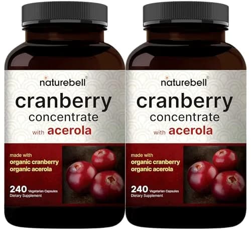 NatureBell Cranberry Concentrate with Acerola, 240 Vegetarian Capsules | Organic, Non-GMO, cGMP thumbnail 1