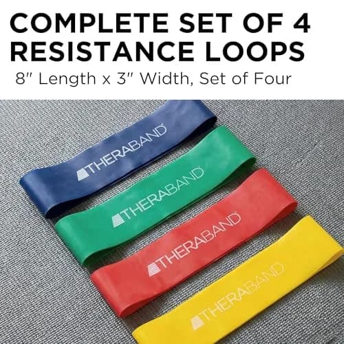 THERABAND Resistance Band Loop Set, 4-Piece, 8" x 3" | 4 Resistance Levels for Full Body Workouts thumbnail 3