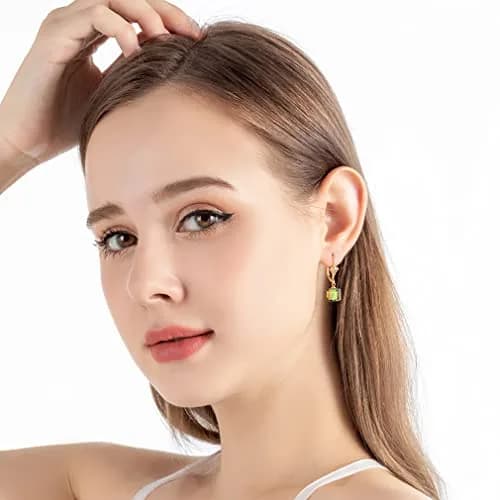 EVEVIC Austrian Crystal Cube Drop Earrings for Women | Geometric Sparkle & Gold Finish thumbnail 7