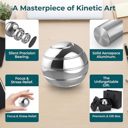 DBlosp Silver Fidget Toy Spinner 1.5” | Optical Illusion Desk Toy for Kids & Adults thumbnail 4
