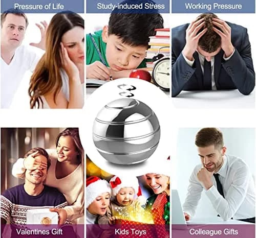 DBlosp Silver Fidget Toy Spinner 1.5” | Optical Illusion Desk Toy for Kids & Adults thumbnail 5