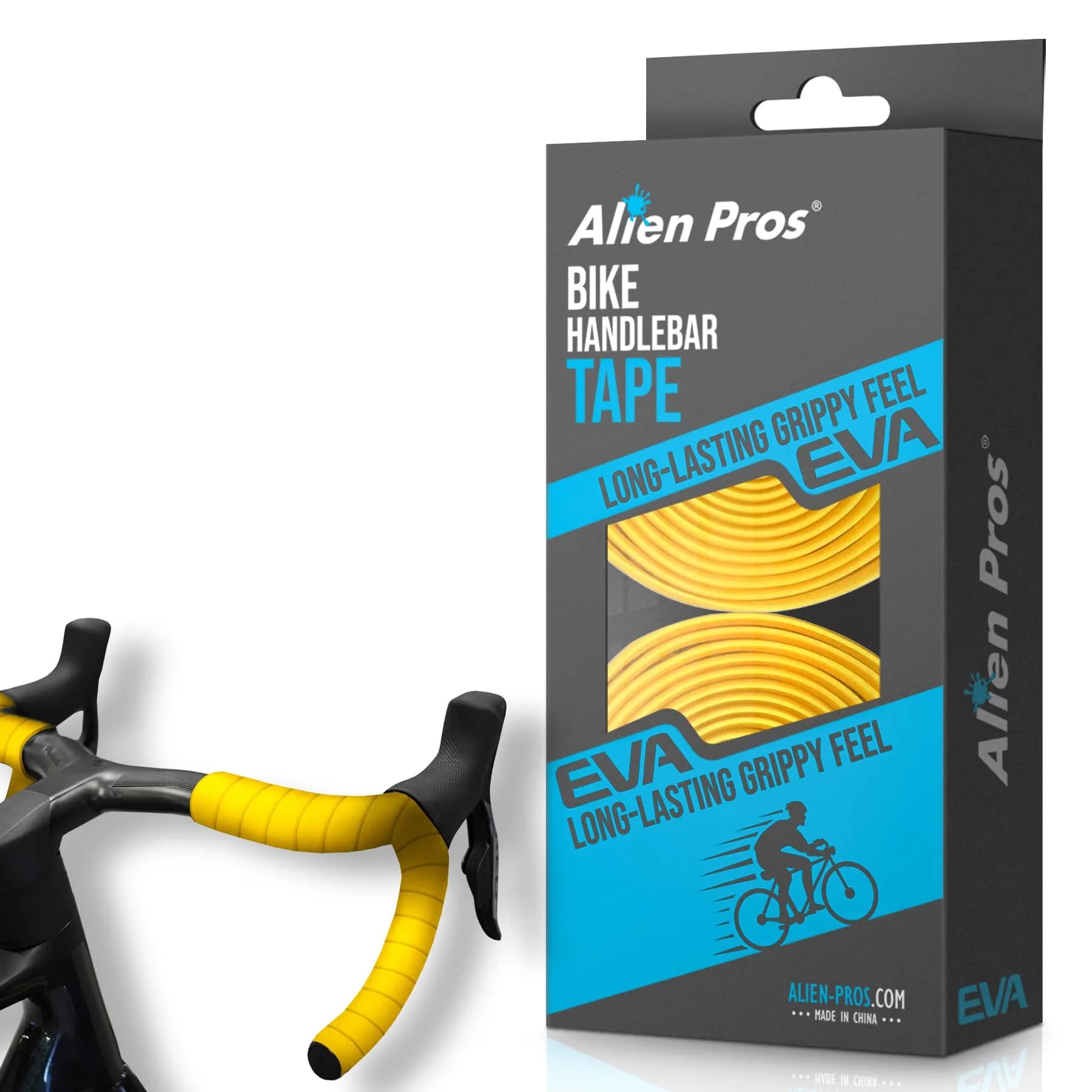ALIEN PROS Yellow EVA Bike Handlebar Tape Set of 2 | Grips for Comfortable Rides - main product image