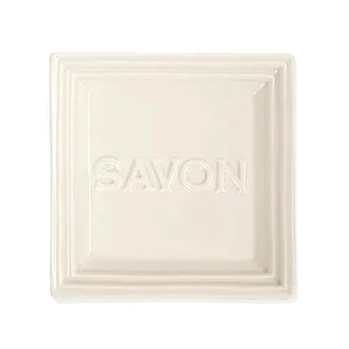 Pre de Provence Marseille Olive Oil Ceramic Soap Dish | Classic French Design, Keeps Bar Dry, 4.3" Square thumbnail 1