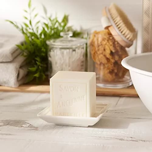 Pre de Provence Marseille Olive Oil Ceramic Soap Dish | Classic French Design, Keeps Bar Dry, 4.3" Square thumbnail 3