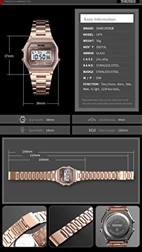 Gosasa Digital Unisex Sports Watch 33mm Rose Gold Waterproof Backlit thumbnail 7