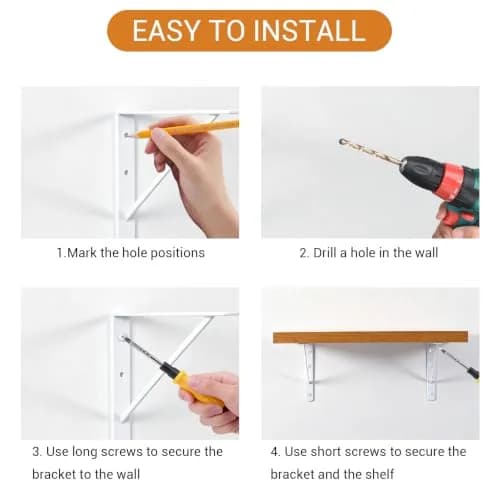 HOME MASTER HARDWARE Wall Shelf Brackets 10x8 Inch | Supports up to 200 lbs, Rust-Resistant Steel, Easy DIY Installation thumbnail 6