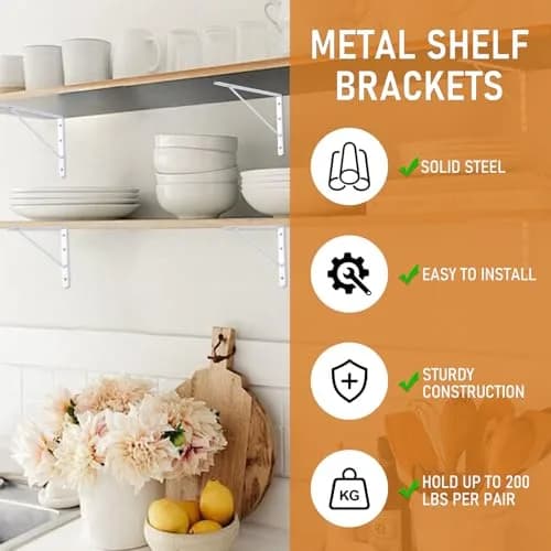 HOME MASTER HARDWARE Wall Shelf Brackets 10x8 Inch | Supports up to 200 lbs, Rust-Resistant Steel, Easy DIY Installation thumbnail 2