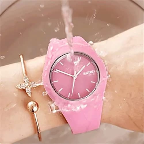 Gosasa Pink Women's Silicone Strap Watch 40mm | 30M Waterproof, Minimalist Design thumbnail 5