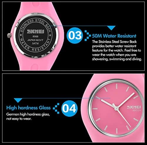 Gosasa Pink Women's Silicone Strap Watch 40mm | 30M Waterproof, Minimalist Design thumbnail 7