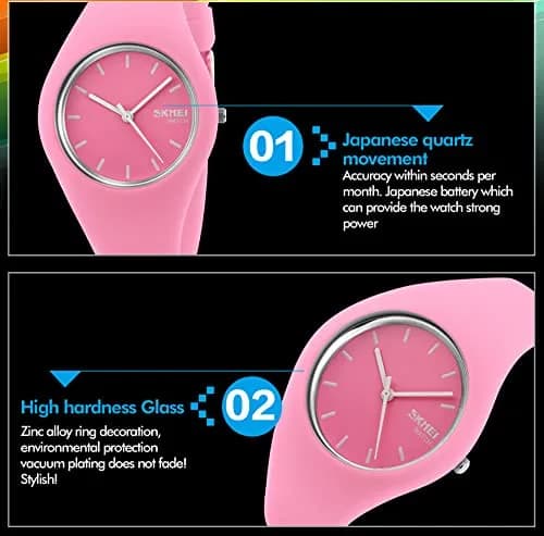 Gosasa Pink Women's Silicone Strap Watch 40mm | 30M Waterproof, Minimalist Design thumbnail 8