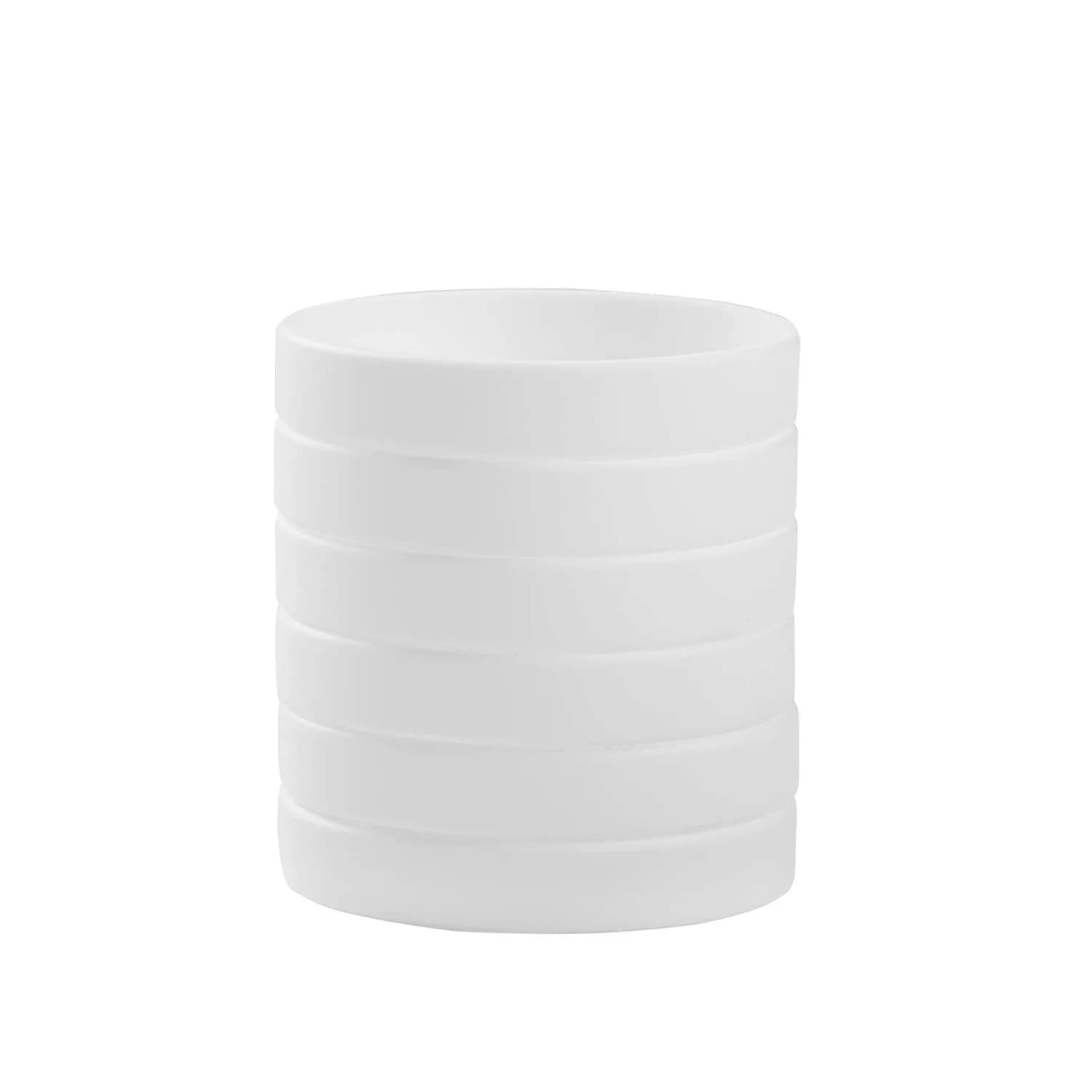 BRANDWINLITE White Silicone Bracelets 6-Pack | 202mm (8") Unisex Adult — 6pcs/White