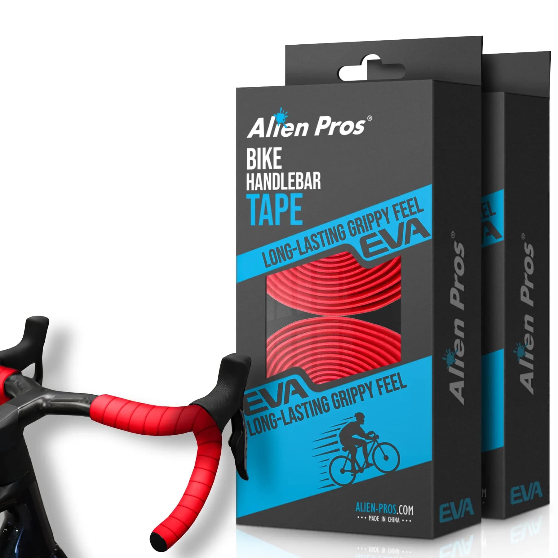 ALIEN PROS Red EVA Bike Handlebar Tape Set of 4 - 200cm (78.7") x 3cm (1.18") x 3mm (0.11") | Grips & Comfort for All Weather — Red