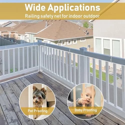 Gudui White Balcony Safety Net 2.0m x 0.8m (6.6ft x 2.6ft) | Protects Kids & Pets from Falls thumbnail 4