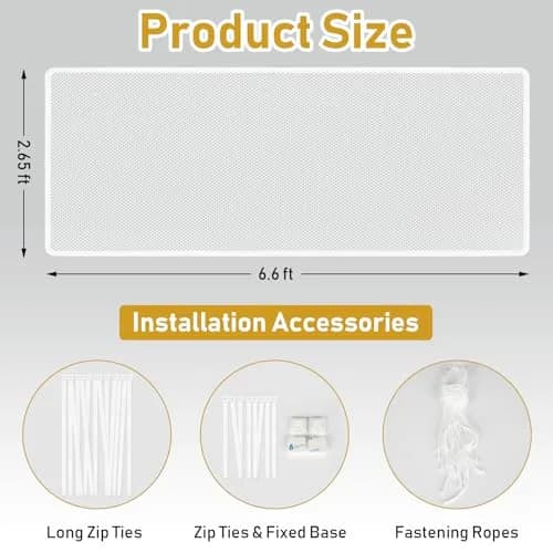 Gudui White Balcony Safety Net 2.0m x 0.8m (6.6ft x 2.6ft) | Protects Kids & Pets from Falls thumbnail 2
