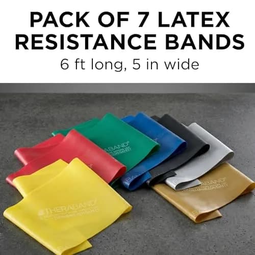 THERABAND Professional Latex Resistance Band Set, Pack of 7, 6 Ft | Full Body Strength & Rehab thumbnail 2