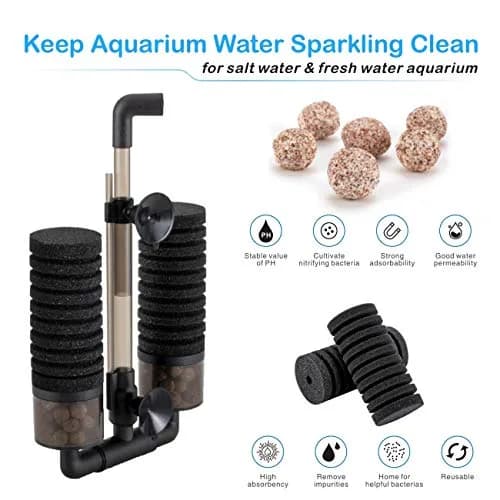 Hygger Aquarium Double Sponge Filter 6" x 9-13" | Bio & Physical Filtration for Fish Tanks thumbnail 4