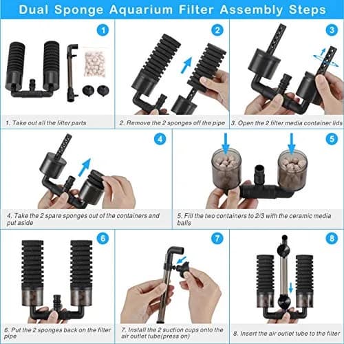 Hygger Aquarium Double Sponge Filter 6" x 9-13" | Bio & Physical Filtration for Fish Tanks thumbnail 5