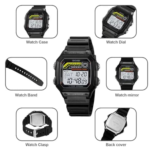Gosasa Digital Sports Watch Medium | Multifunction Waterproof Unisex (33mm, Black) thumbnail 5