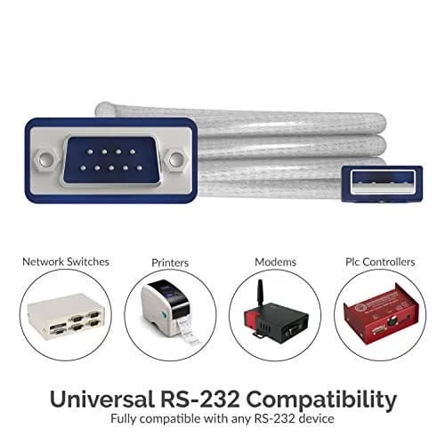 Sabrent USB 2.0 to Serial DB9 RS232 Converter Cable 1.83m (6ft) | Prolific Chipset, Plug & Play thumbnail 4