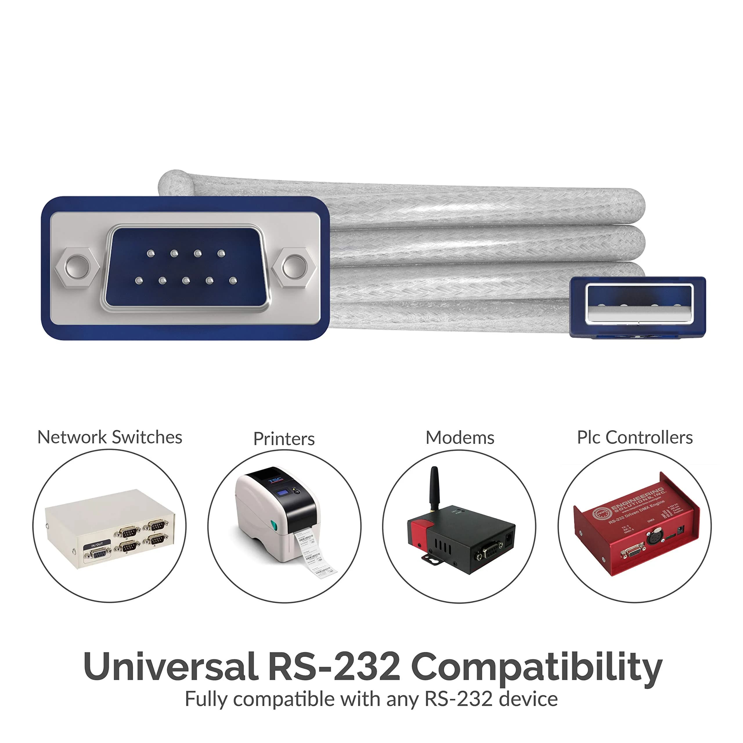 Sabrent USB 2.0 to Serial DB9 RS232 Converter Cable 1.83m (6ft) | Prolific Chipset, Plug & Play - view 4