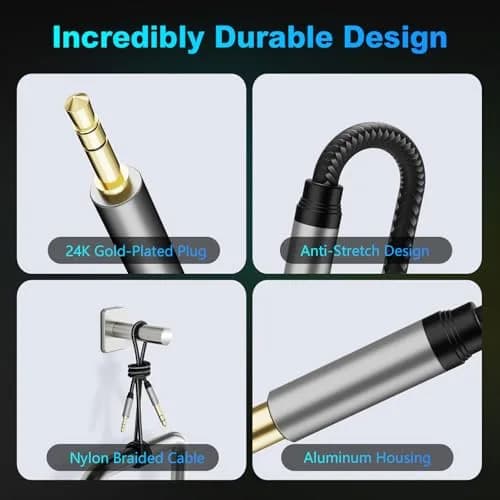Jelly Tang 3.5mm to 6.35mm Audio Cable 5M (15Ft) | Gold-Plated Stereo Jack Cable for Amplifiers thumbnail 2