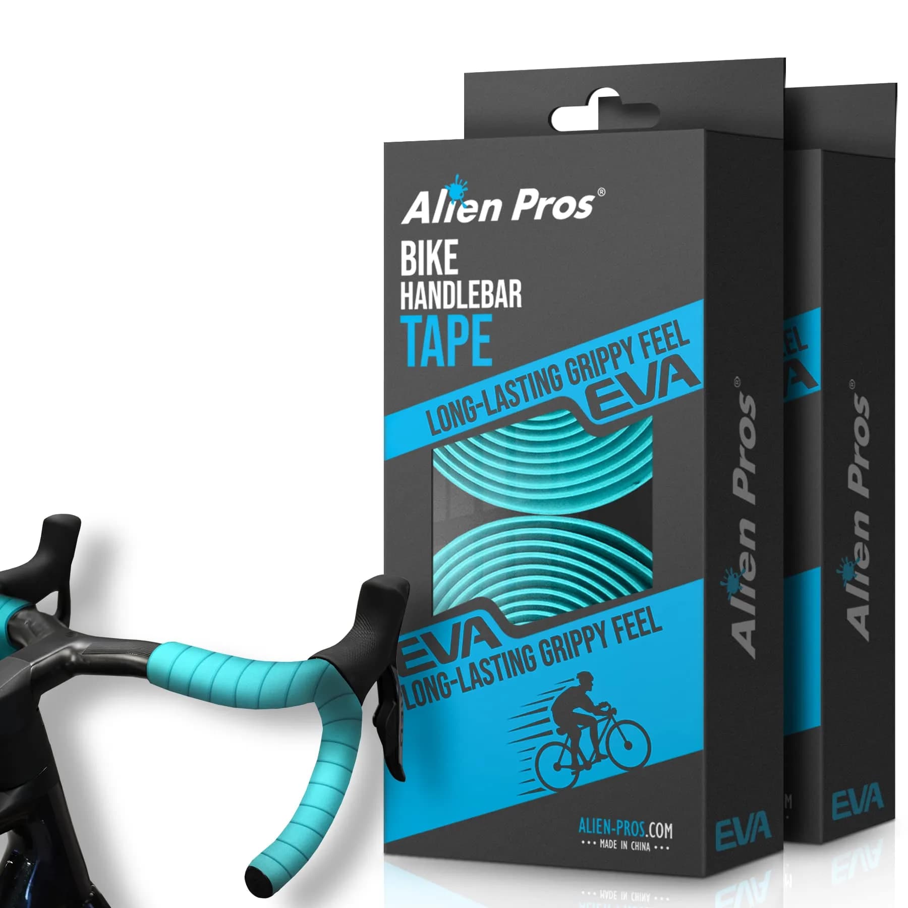 ALIEN PROS EVA Bike Handlebar Tape Set of 4 Bianchi Green | 200cm x 3cm x 3mm Bicycle Grip Tape