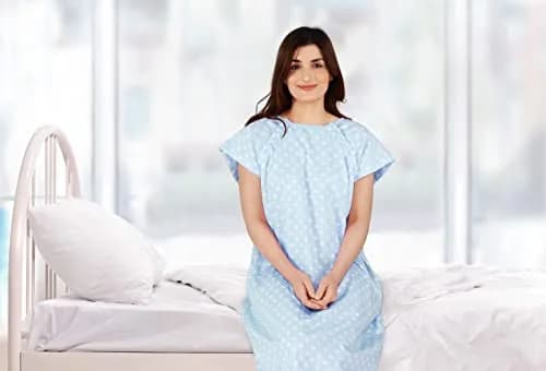 Utopia Care Women's Hospital Gown Small-Medium Polkadots Blue | Easy Access Snap Front & Back for Maternity, Nursing, Recovery thumbnail 7