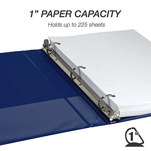 Samsill Durable 1 Inch 3 Ring Binder, Blue, 4 Pack | Heavy-Duty D-Ring Storage for Office & School thumbnail 3