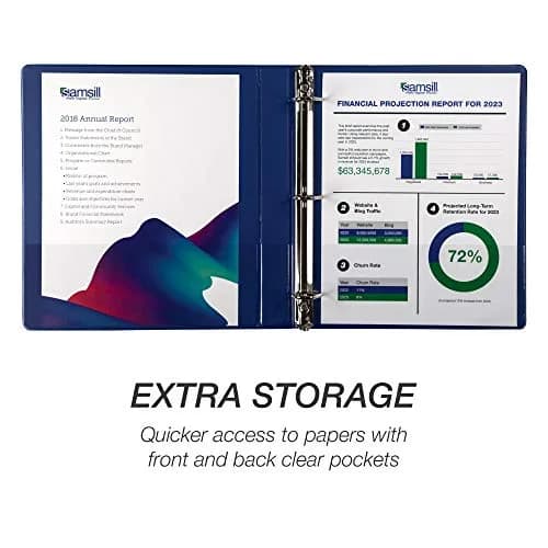 Samsill Durable 1 Inch 3 Ring Binder, Blue, 4 Pack | Heavy-Duty D-Ring Storage for Office & School thumbnail 4