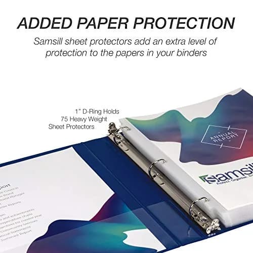 Samsill Durable 1 Inch 3 Ring Binder, Blue, 4 Pack | Heavy-Duty D-Ring Storage for Office & School thumbnail 6