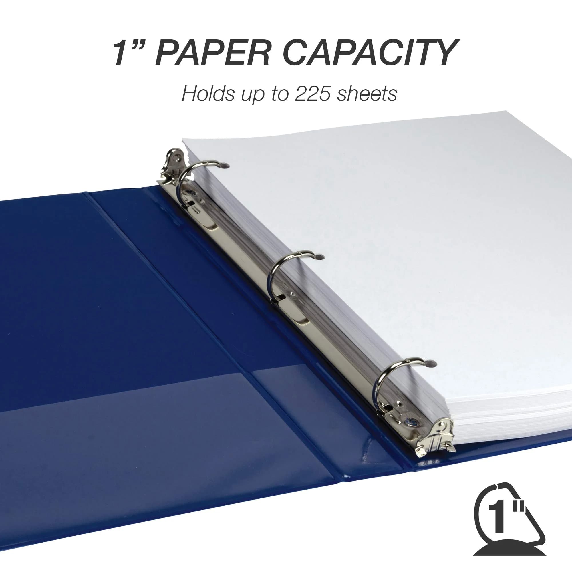 Samsill Durable 1 Inch 3 Ring Binder, Blue, 4 Pack | Heavy-Duty D-Ring Storage for Office & School - view 3