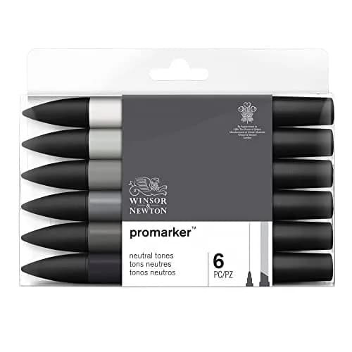 Winsor & Newton ProMarker Set, 6 Count, Neutral Tones | Alcohol-Based Ink for Drawing & Illustration thumbnail 1
