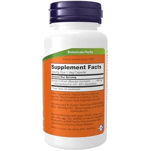 NOW Foods Bacopa Extract 450 mg | Supports Brain & Nervous System Health* | 90 Veg Capsules thumbnail 2