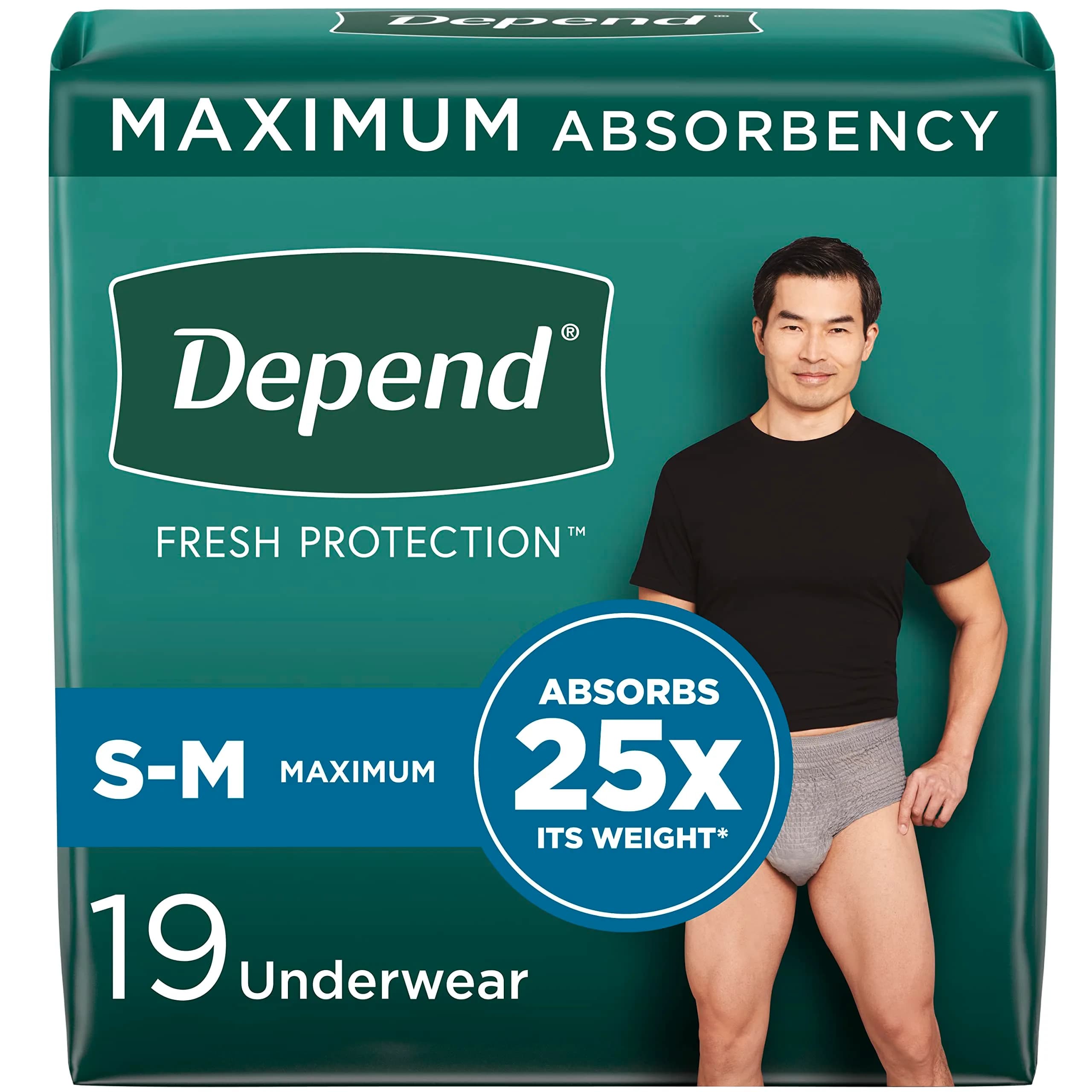Depend Fit-Flex Incontinence Underwear for Men, Maximum Absorbency, S/M, 38 Count | USA Imported Discreet Protection - main product image