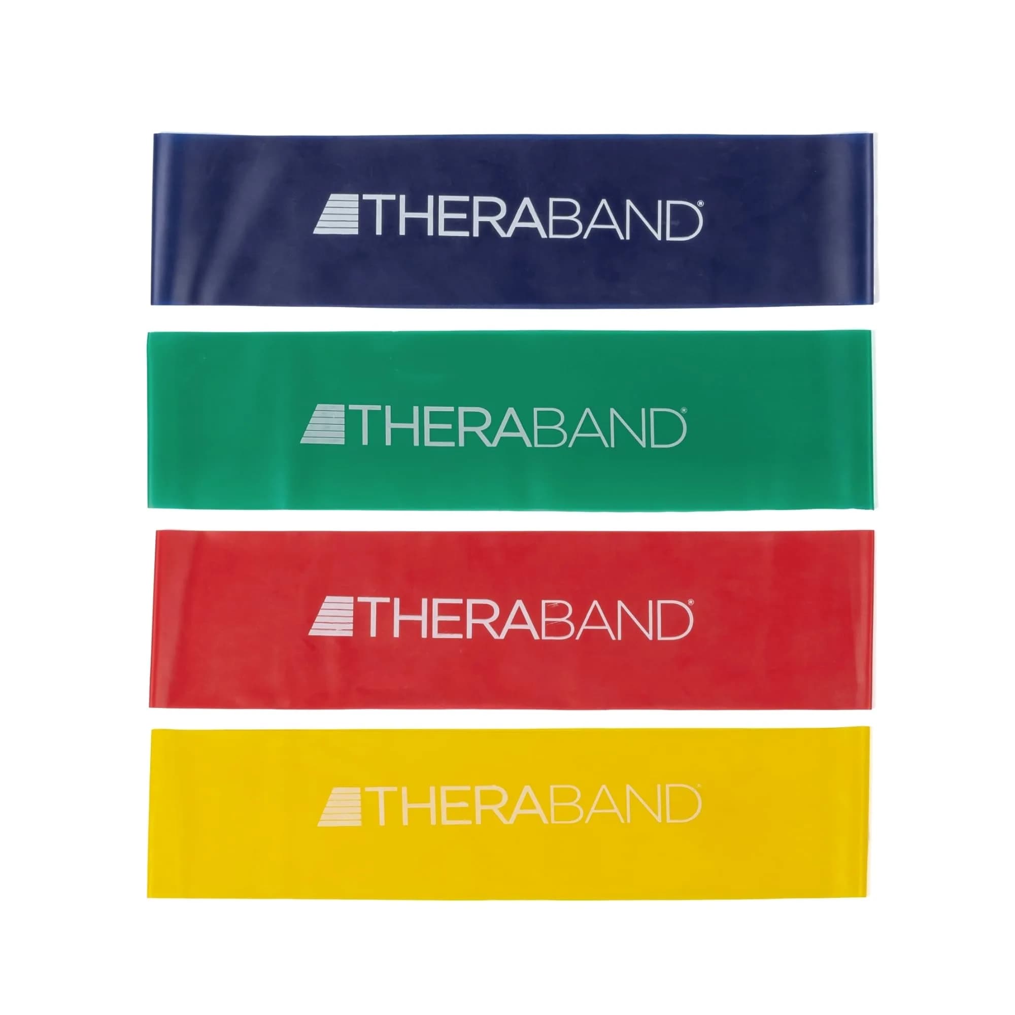 THERABAND Resistance Band Loop Set 12" (30.48cm) | 4-Pack for Strength Training & Stretching — Yellow/Red/Green/Blue