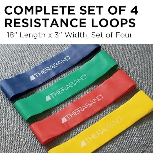 THERABAND Resistance Band Loop Set, Exercise, Workout, Physical Therapy | 4 Levels of Resistance thumbnail 3