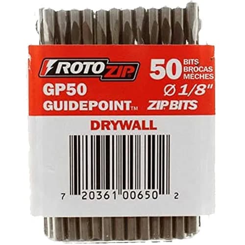 RotoZip GP50 1/8-Inch Drywall Guidepoint Cutting Bits (50-Pack) | Precision Routing for Drywall thumbnail 1
