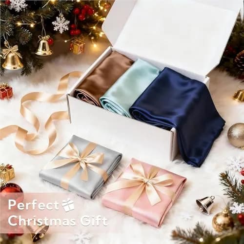 MR&HM Satin Pillowcase 2 Pack, Queen Size 76.2cm (30") x 50.8cm (20") Champagne | Smooth Cooling Satin Pillowcase with Envelope Closure thumbnail 2