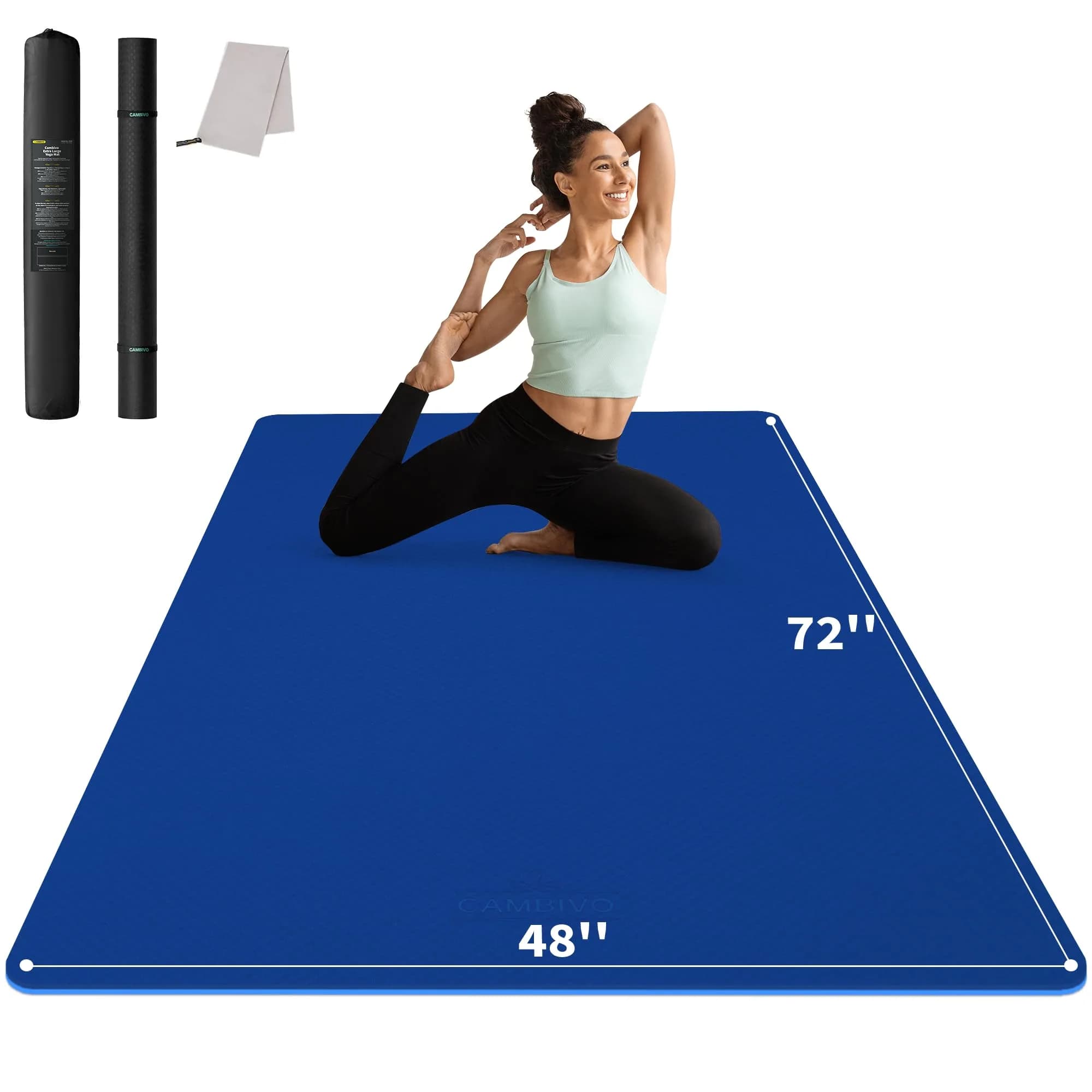 CAMBIVO Extra Wide Yoga Mat 183cm x 120cm (6'x 4') 6mm | Non-Slip TPE Workout Mat for Home Gym - main product image