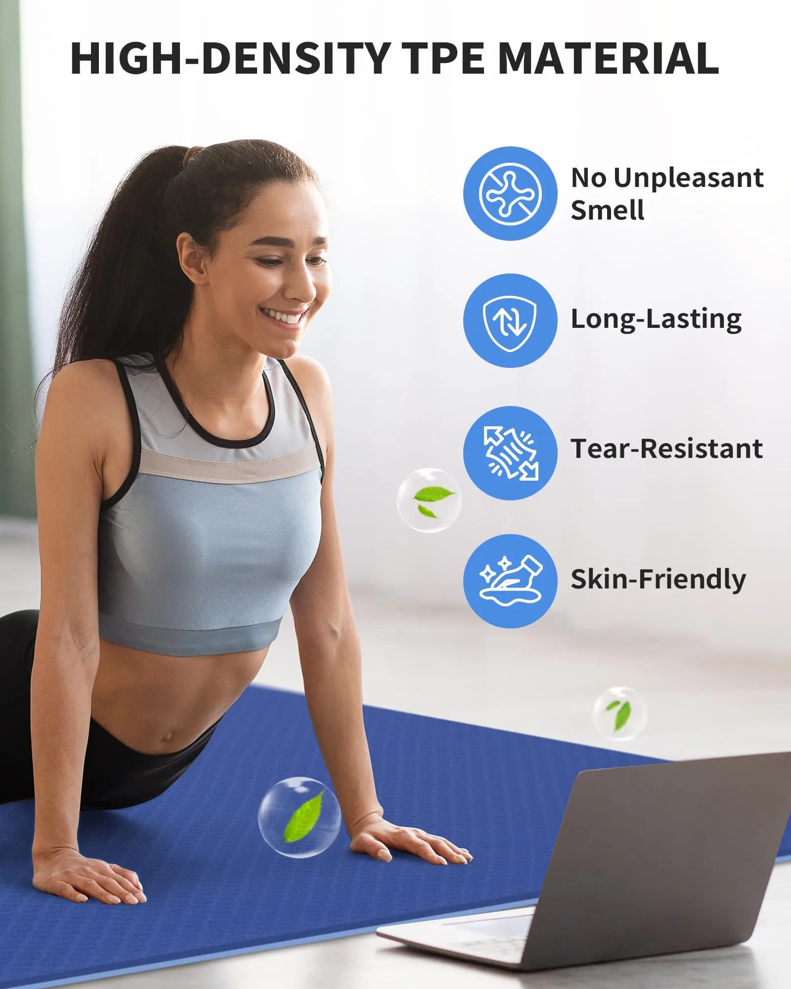 CAMBIVO Extra Wide Yoga Mat 183cm x 120cm (6'x 4') 6mm | Non-Slip TPE Workout Mat for Home Gym - view 5