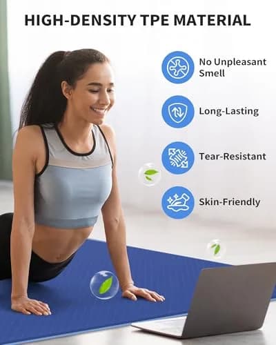 CAMBIVO Extra Wide Yoga Mat 183cm x 120cm (6'x 4') 6mm | Non-Slip TPE Workout Mat for Home Gym thumbnail 5