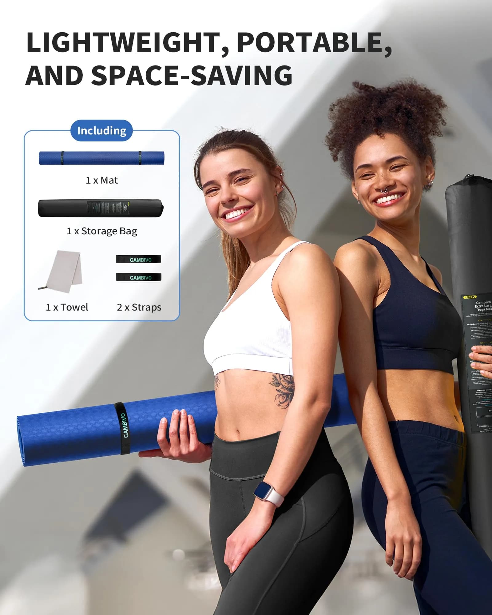 CAMBIVO Extra Wide Yoga Mat 183cm x 120cm (6'x 4') 6mm | Non-Slip TPE Workout Mat for Home Gym - view 6