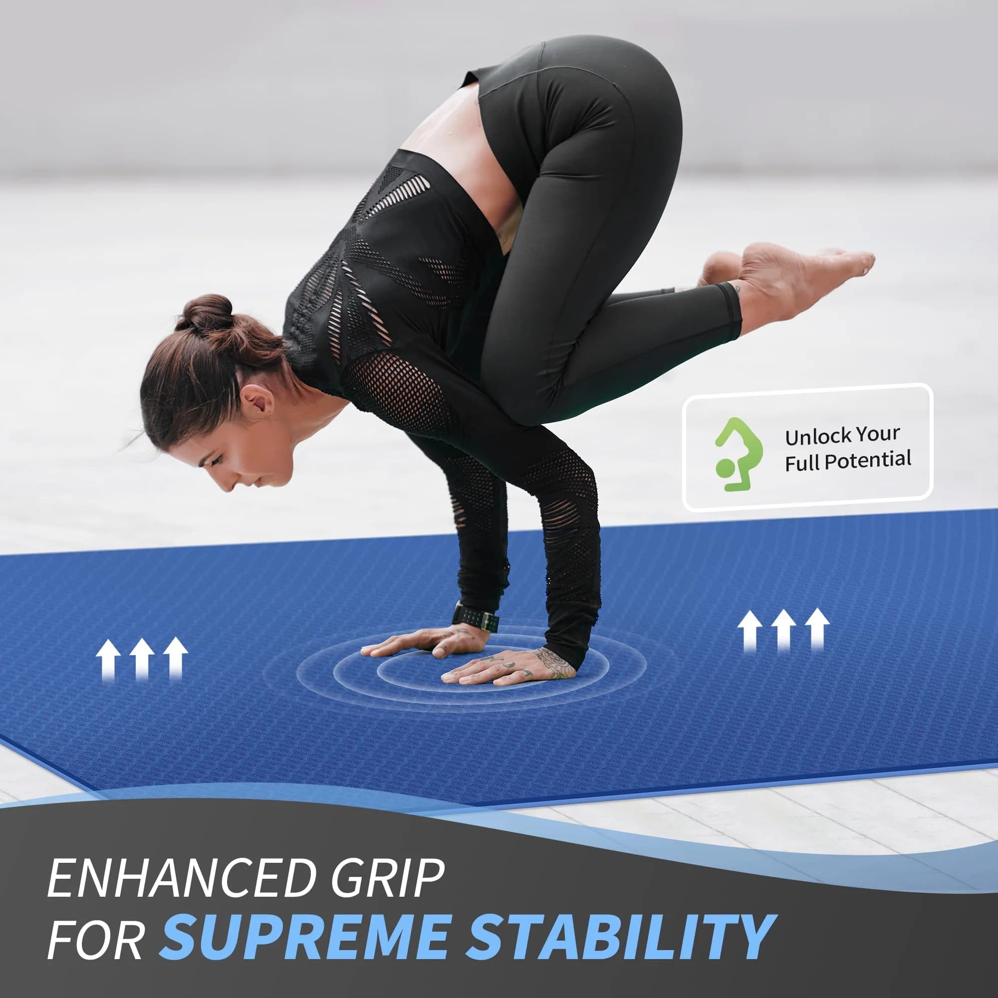 CAMBIVO Extra Wide Yoga Mat 183cm x 120cm (6'x 4') 6mm | Non-Slip TPE Workout Mat for Home Gym - view 9