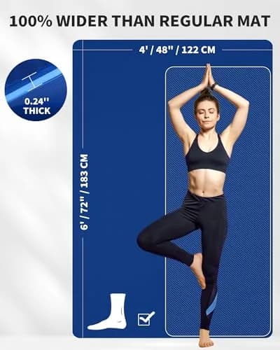CAMBIVO Extra Wide Yoga Mat 183cm x 120cm (6'x 4') 6mm | Non-Slip TPE Workout Mat for Home Gym thumbnail 2