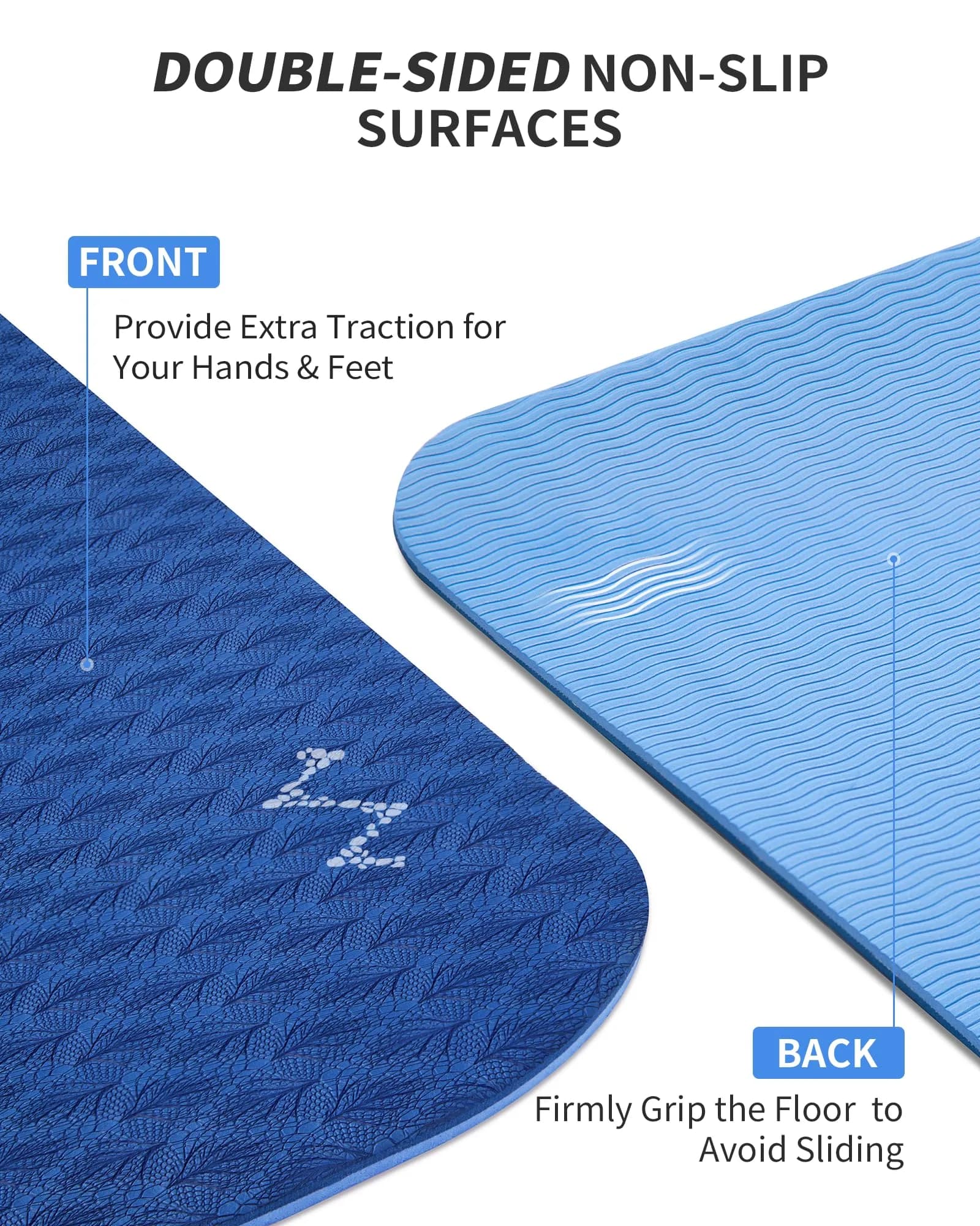 CAMBIVO Extra Wide Yoga Mat 183cm x 120cm (6'x 4') 6mm | Non-Slip TPE Workout Mat for Home Gym - view 4