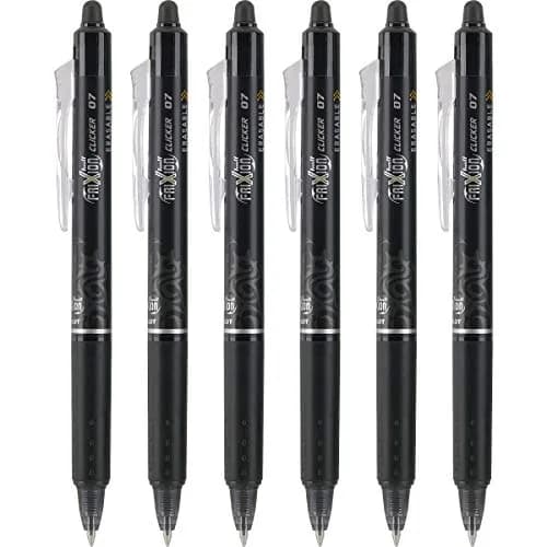 PILOT FriXion Clicker Erasable & Retractable Gel Ink Pens, Fine Point, Black Ink, 6 Count | Smooth, Refillable, Quick Drying thumbnail 1