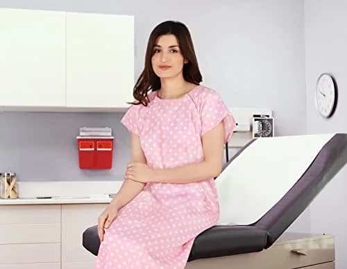 Utopia Care Women's Hospital Gown Polkadots Pink Small-Medium | Easy Access Snap Front & Back thumbnail 6