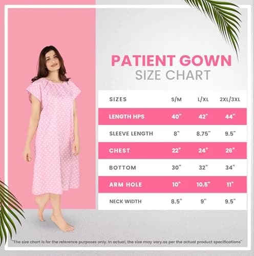 Utopia Care Women's Hospital Gown Polkadots Pink Small-Medium | Easy Access Snap Front & Back thumbnail 2