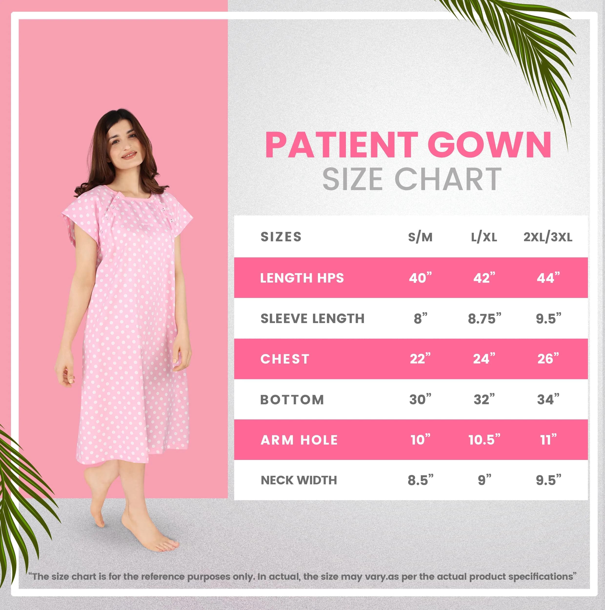 Utopia Care Women's Hospital Gown Polkadots Pink Small-Medium | Easy Access Snap Front & Back - view 2