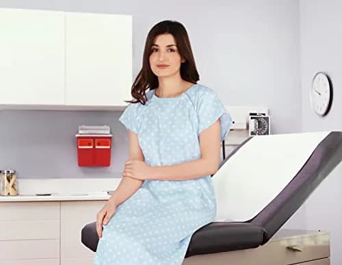 Utopia Care Women's Hospital Gown Polkadots Blue Large-X-Large | Front & Back Snap Access for Exams & Breastfeeding thumbnail 6
